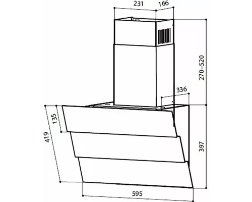 Вытяжка каминная наклонная LEX RIO GS 600 WHITE