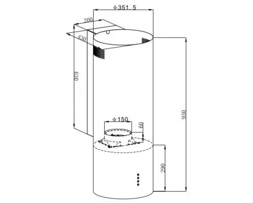 Вытяжка каминная островная MAUNFELD LEE WALL 35 черный