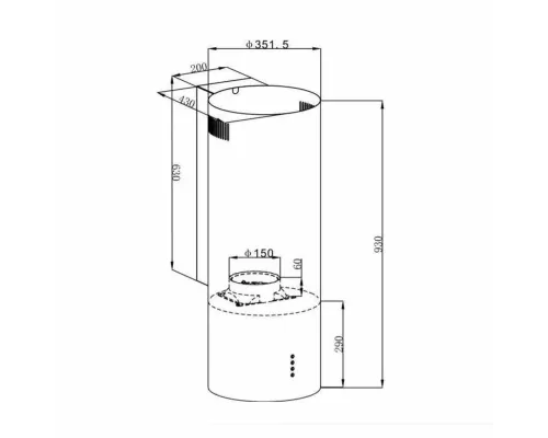 Вытяжка каминная циллиндрическая HOMSair ART 1050WL 35 Черный
