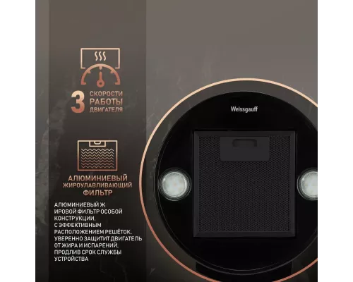 Вытяжка каминная циллиндрическая Weissgauff Tubus 90 Black Edition черный
