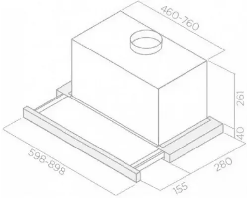 Вытяжка встраиваемо-выдвижная JET AIR BETTA 60/G R/BK GL серый/черное стекло
