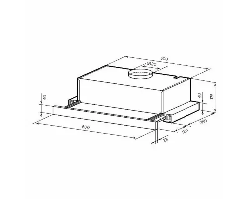 Вытяжка встраиваемо-выдвижная LEX HONVER 2M 600 INOX нерж.