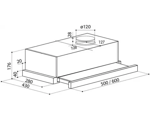 Вытяжка встраиваемо-выдвижная LEX HUBBLE 500 WHITE