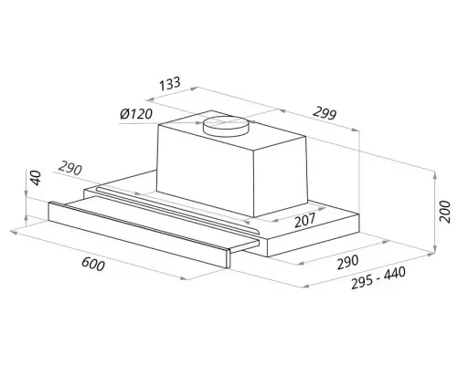 Вытяжка встраиваемо-выдвижная MAUNFELD OUSE TOUCH 60 черный/черное стекло