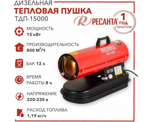 Тепловая пушка дизельная РЕСАНТА ТДП-15000 Тепловая пушка дизельная РЕСАНТА ТДП-15000