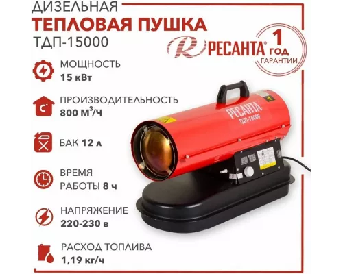 Тепловая пушка дизельная РЕСАНТА ТДП-15000