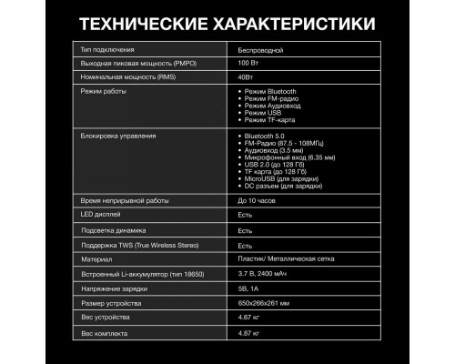 Портативная колонка HYUNDAI H-MC1236 Портативная колонка HYUNDAI H-MC1236