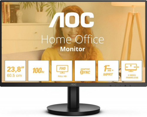 Монитор 23.8" AOC 24B3HMA2 VA 1920x1080, 100 Гц, 4 мс, 16:9, 250 кд/м2, 1xHDMI, 1xVGA, выход на наушники, черный Монитор 23.8" AOC 24B3HMA2 VA 1920x1080, 100 Гц, 4 мс, 16:9, 250 кд/м2, 1xHDMI, 1xVGA, выход на наушники, черный