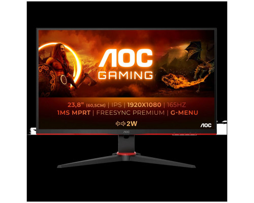 Монитор 23.8" AOC 24G2SPAE IPS 1920x1080, 165 Гц, 4 мс, 16:9, 300 кд/м2, 2xHDMI, 1хDP, 1xVGA, 1x3.5 мм, черный