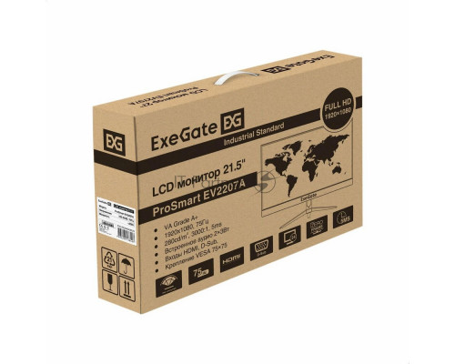Монитор 21.5" ExeGate EX294343RUS ProSmart EV2207A VA LED Grade A+, FHD, 16:9, 280cd/m2, 3000:1, 178°/178°, 5ms, Speakers, D-Sub, HDMI, VESA Монитор 21.5" ExeGate EX294343RUS ProSmart EV2207A VA LED Grade A+, FHD, 16:9, 280cd/m2, 3000:1, 178°/178°, 5ms, Speakers, D-Sub, HDMI, VESA