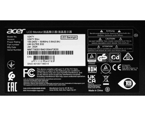 Монитор 23.8" Acer Vero V247YEbiv IPS 1920x1080, 100 Гц, 4 мс, 16:9, 250 кд/м2, 1хHDMI, черный (UM.QV7EE.E02) Монитор 23.8" Acer Vero V247YEbiv IPS 1920x1080, 100 Гц, 4 мс, 16:9, 250 кд/м2, 1хHDMI, черный (UM.QV7EE.E02)