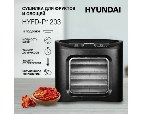 Сушилка для овощей и фруктов Hyundai HYFD-P1203 черный Сушилка для овощей и фруктов Hyundai HYFD-P1203 черный
