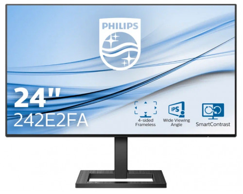 Монитор 23.8" Philips 242E2FA(00/01) IPS 1920x1080, 75 Гц, 4 мс, 16:9, 300 кд/м2, 1xHDMI, 1xDP, 1xVGA, выход на наушники, черный Монитор 23.8" Philips 242E2FA(00/01) IPS 1920x1080, 75 Гц, 4 мс, 16:9, 300 кд/м2, 1xHDMI, 1xDP, 1xVGA, выход на наушники, черный