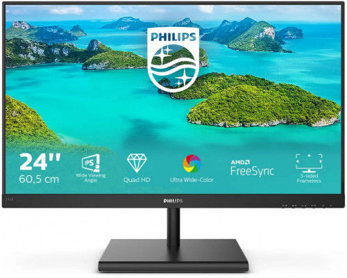 Монитор 23.8" Philips 245E1S IPS 2560x1440, 75 Гц, 4 мс, 16:9, 250 кд/м2, 1xHDMI, 1xDisplayPort, 1xVGA, выход на наушники, черный Монитор 23.8" Philips 245E1S IPS 2560x1440, 75 Гц, 4 мс, 16:9, 250 кд/м2, 1xHDMI, 1xDisplayPort, 1xVGA, выход на наушники, черный