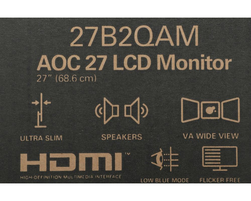 Монитор 27" AOC Value Line 27B2QAM VA 1920x1080, 75 Гц, 4 мс, 16:9, 250 кд/м², 1xHDMI, 1хDP, 1x3.5 мм, черный Монитор 27" AOC Value Line 27B2QAM VA 1920x1080, 75 Гц, 4 мс, 16:9, 250 кд/м², 1xHDMI, 1хDP, 1x3.5 мм, черный