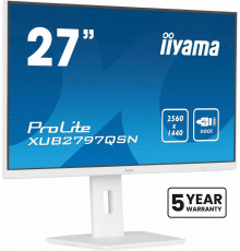 Монитор 27" Iiyama ProLite XUB2797QSN-W1 IPS 2560x1440, 100 Гц, 1 мс, 16:9, 250 кд/м², 1xHDMI, 1xDP, 3xUSB-A, 1xUSB-C, 1x3.5 мм, 2x2 Вт, белый