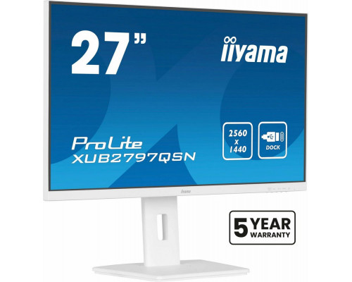 Монитор 27" Iiyama ProLite XUB2797QSN-W1 IPS 2560x1440, 100 Гц, 1 мс, 16:9, 250 кд/м², 1xHDMI, 1xDP, 3xUSB-A, 1xUSB-C, 1x3.5 мм, 2x2 Вт, белый Монитор 27" Iiyama ProLite XUB2797QSN-W1 IPS 2560x1440, 100 Гц, 1 мс, 16:9, 250 кд/м², 1xHDMI, 1xDP, 3xUSB-A, 1xUSB-C, 1x3.5 мм, 2x2 Вт, белый