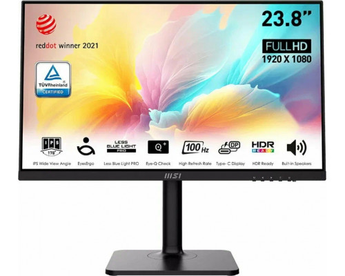 Монитор 23.8" MSI Modern MD2412P IPS 1920x1080, 100 Гц, 4 мс, 16:9, 300 кд/м2, 1xHDMI, 1xUSB-C, 1x3.5 мм, черный (9S6-3PA59H-095) Монитор 23.8" MSI Modern MD2412P IPS 1920x1080, 100 Гц, 4 мс, 16:9, 300 кд/м2, 1xHDMI, 1xUSB-C, 1x3.5 мм, черный (9S6-3PA59H-095)
