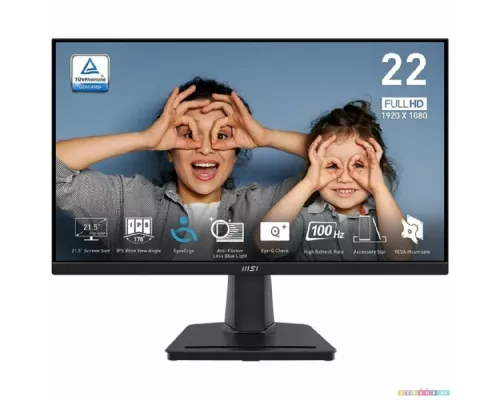Монитор 21.5" MSI Pro MP225 IPS 1920x1080, 100 Гц, 1 мс, 16:9, 250 кд/м2, 1xHDMI, выход на наушники, черный (9S6-3PC6CM-004)