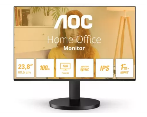 Монитор 23.8" AOC 24B3HA2 IPS 1920x1080, 100 Гц, 4 мс, 16:9, 250 кд/м2, 1xHDMI, 1xVGA, черный