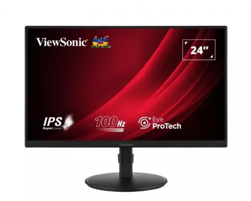 Монитор 23.8" Viewsonic VA2408-HDJ IPS 1920x1080, 100 Гц, 5 мс, 16:9, 250 кд/м², 1xHDMI, 1xDP, 1xVGA, 1x3.5 мм, черный