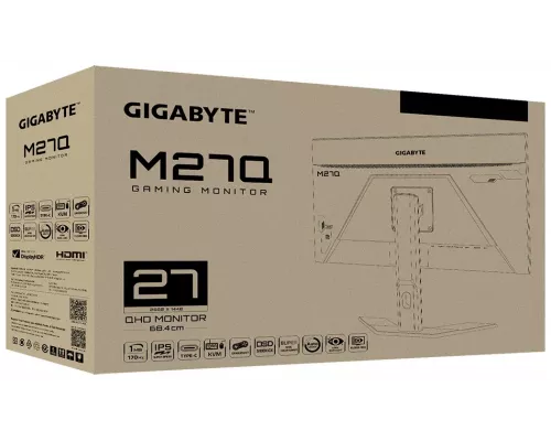 Монитор 27" Gigabyte M27Q-EK IPS 2560x1440, 170 Гц, 0.5 мс, 16:9, 350 кд/м², 2xHDMI, 1xDP, 2xUSB-A 3.0, 1xUSB-C, черный