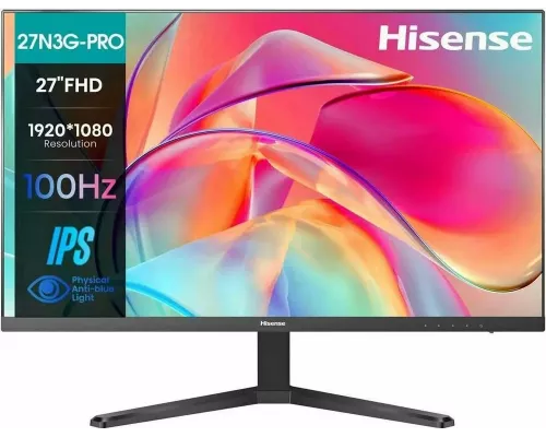Монитор 27" Hisense 27N3G-PRO IPS 1920x1080, 100 Гц, 5 мс, 16:9, 250 кд/м2, HDMI, VGA, черный