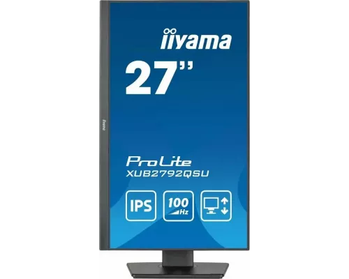 Монитор 27" Iiyama ProLite XUB2792QSU-B6 IPS 2560x1440, 100 Гц, 0.4 мс, 16:9, 250 кд/м², 1xHDMI, 1xDP, 4xUSB-A, 1x3.5 мм, 2x2 Вт, черный