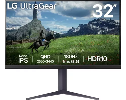 Монитор 31.5" LG UltraGear 32GS85Q-B IPS 2560x1440, 180 Гц, 1 мс, 16:9, 350 кд/м2, 2хHDMI, 1хDP, выход на наушники, черный