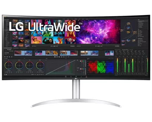 Монитор 39.7" LG 40WP95C-W NANO IPS 5120x2160, 72 Гц, 5 мс, 21:9, 300 кд/м2, 2хHDMI, 1хDP, выход на наушники, USB-C, изогнутый, черный/серебристый