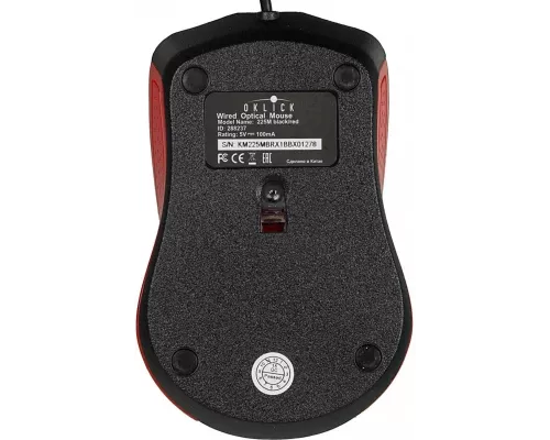 Мышь OKLICK 225M черный/красный