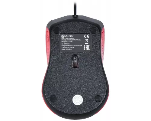 Мышь OKLICK 225M черный/красный