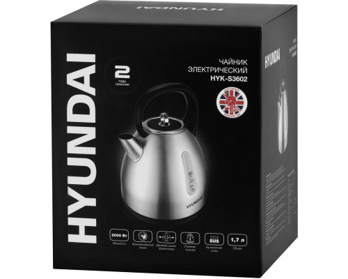 Чайник HYUNDAI HYK-S3602 сталь/черный
