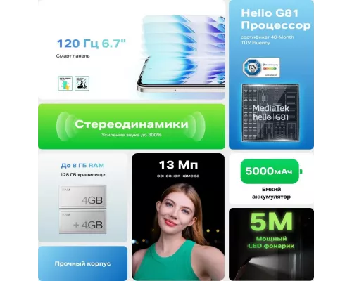 Смартфон Infinix Smart 9 3/128Gb титан