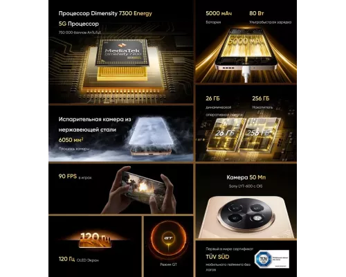 Смартфон Realme 13+ 5G 12/256Gb бронза