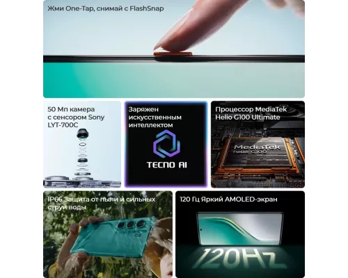 Смартфон Tecno Camon 40 12/256Gb зеленый