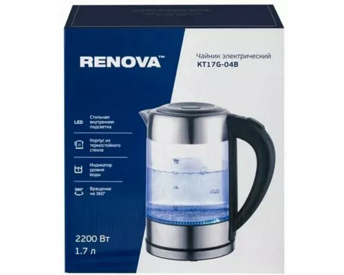 Чайник RENOVA KT17G-04B стекло
