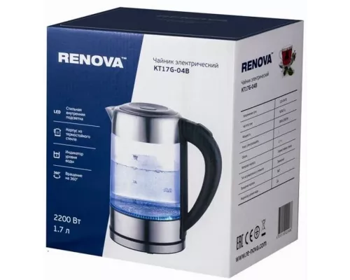 Чайник RENOVA KT17G-04B стекло
