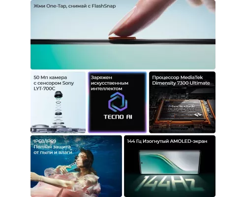 Смартфон Tecno Camon 40 Pro 5G 12/256Gb White