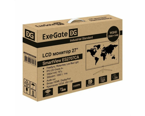 Монитор 27" ExeGate SmartView ES2707CA IPS 2560x1440, 75 Гц, 1 мс, 16:9, 300 кд/м2 Монитор 27" ExeGate SmartView ES2707CA IPS 2560x1440, 75 Гц, 1 мс, 16:9, 300 кд/м2