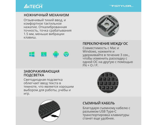 Клавиатура A4Tech Fstyler FX61 серый Клавиатура A4Tech Fstyler FX61 серый