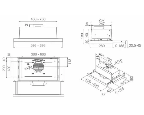 Вытяжка JET AIR Aurora LX/WH/F/60