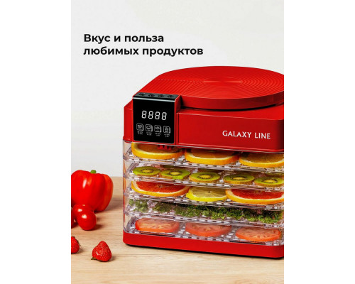 Сушилка для овощей и фруктов Galaxy Line GL 2630 красный Сушилка для овощей и фруктов Galaxy Line GL 2630 красный