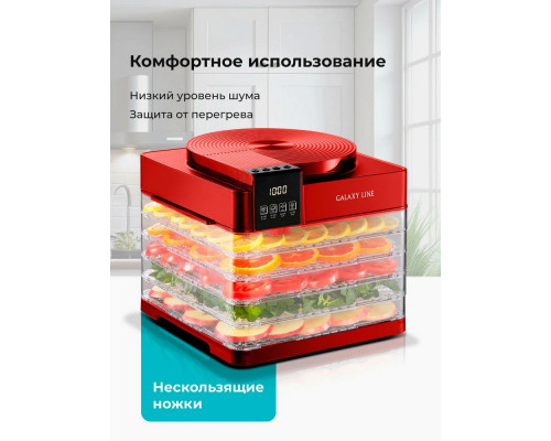 Сушилка для овощей и фруктов Galaxy Line GL 2630 красный Сушилка для овощей и фруктов Galaxy Line GL 2630 красный