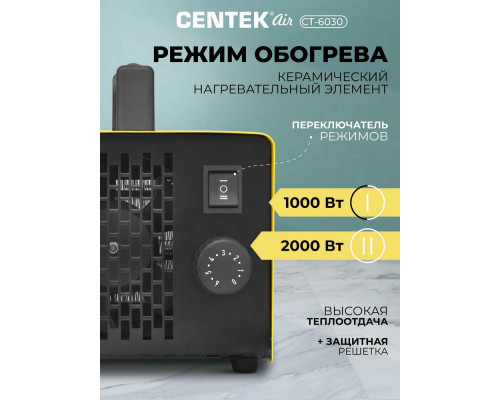 Тепловентилятор Centek CT-6030 желтый/черный Тепловентилятор Centek CT-6030 желтый/черный