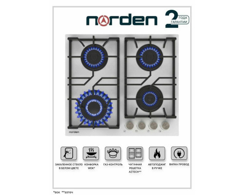 Варочная поверхность NORDEN AZTECH 6L3GT WHG FFD белый Варочная поверхность NORDEN AZTECH 6L3GT WHG FFD белый