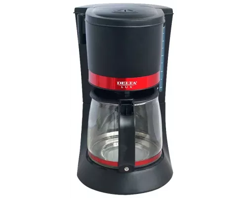 Кофеварка Delta LUX DL-8152 черная с красным