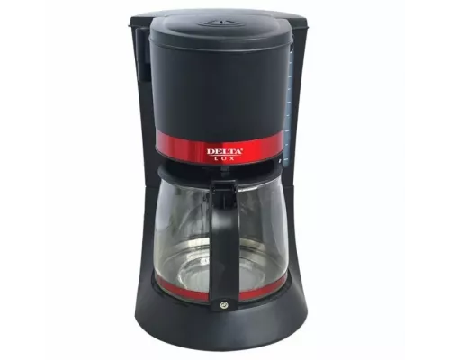 Кофеварка Delta LUX DL-8152 черная с красным