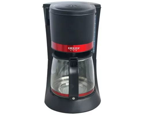 Кофеварка Delta LUX DL-8152 черная с красным