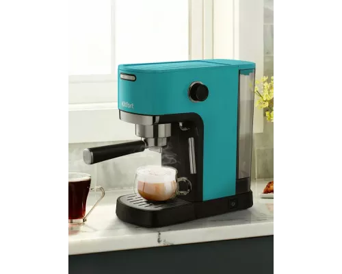 Кофеварка Kitfort КТ-7461 бирюзовый/черный
